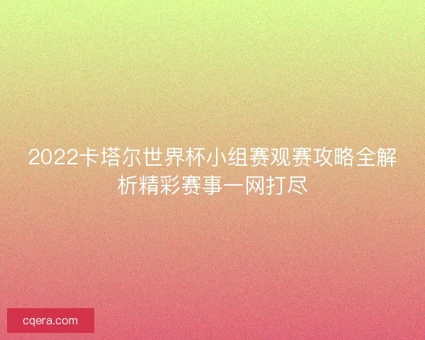 2022卡塔尔世界杯小组赛观赛攻略全解析精彩赛事一网打尽
